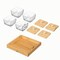 Basicwise Set of Glass Jars with Bamboo Lids and Wooden Tray – Charcuterie, Snack Organizer, and Fruit Platter for Party, Candy Jars, Cookies, Nuts, Fruits and Snack Box